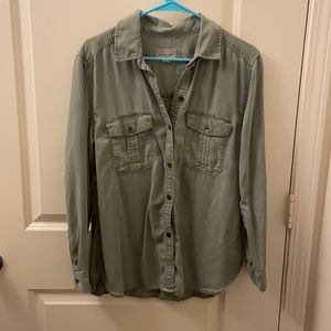 Army Green Button-Up Blouse